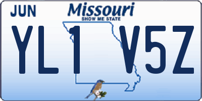 MO license plate YL1V5Z