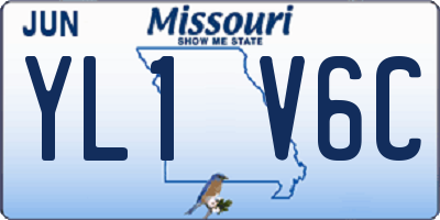 MO license plate YL1V6C