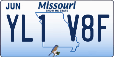 MO license plate YL1V8F