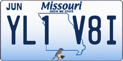 MO license plate YL1V8I