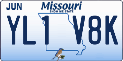 MO license plate YL1V8K