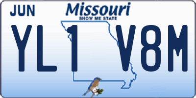 MO license plate YL1V8M