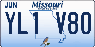 MO license plate YL1V8O