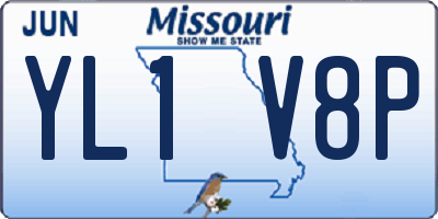MO license plate YL1V8P