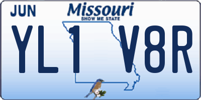 MO license plate YL1V8R