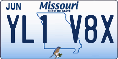 MO license plate YL1V8X