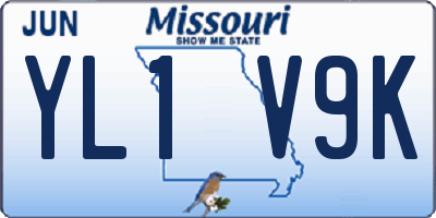 MO license plate YL1V9K