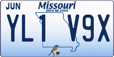 MO license plate YL1V9X