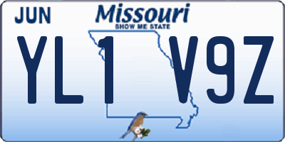 MO license plate YL1V9Z