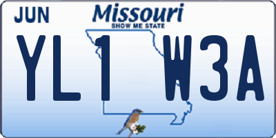 MO license plate YL1W3A