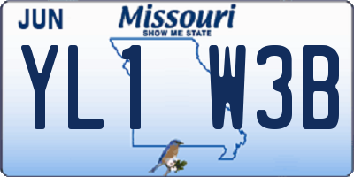 MO license plate YL1W3B