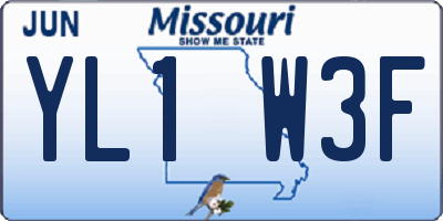 MO license plate YL1W3F