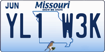 MO license plate YL1W3K