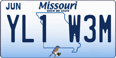 MO license plate YL1W3M
