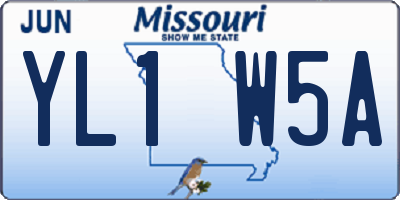 MO license plate YL1W5A