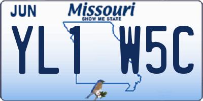 MO license plate YL1W5C