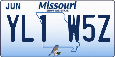 MO license plate YL1W5Z
