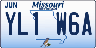 MO license plate YL1W6A