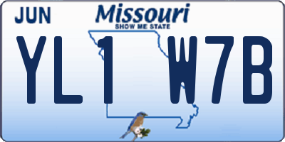 MO license plate YL1W7B