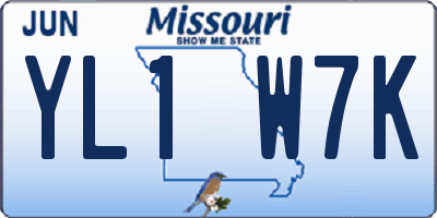 MO license plate YL1W7K