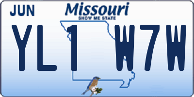 MO license plate YL1W7W