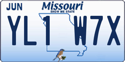 MO license plate YL1W7X