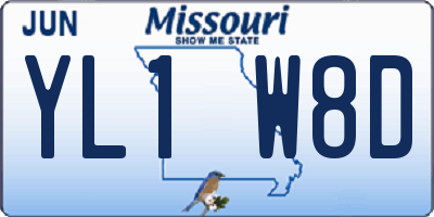 MO license plate YL1W8D