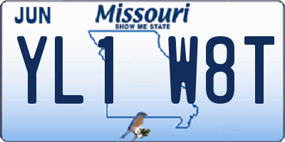 MO license plate YL1W8T