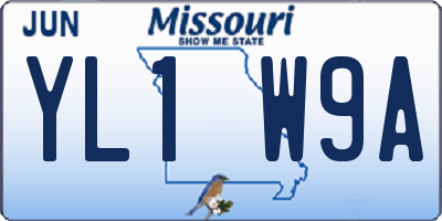 MO license plate YL1W9A