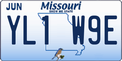 MO license plate YL1W9E