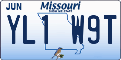 MO license plate YL1W9T