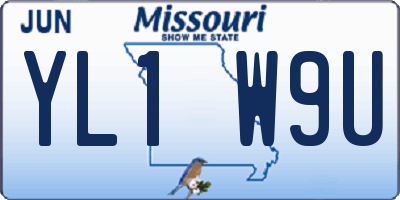 MO license plate YL1W9U