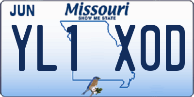 MO license plate YL1X0D