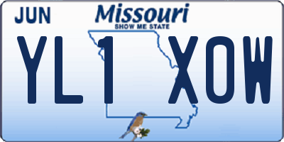 MO license plate YL1X0W