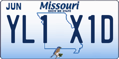 MO license plate YL1X1D