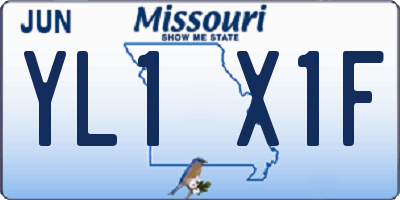 MO license plate YL1X1F