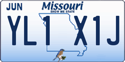 MO license plate YL1X1J