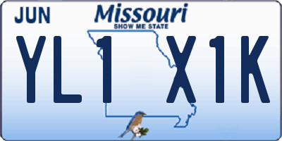 MO license plate YL1X1K