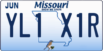 MO license plate YL1X1R