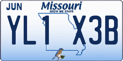 MO license plate YL1X3B