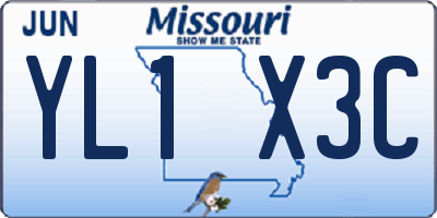 MO license plate YL1X3C