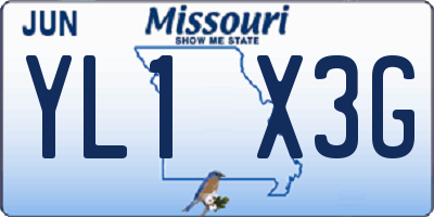 MO license plate YL1X3G