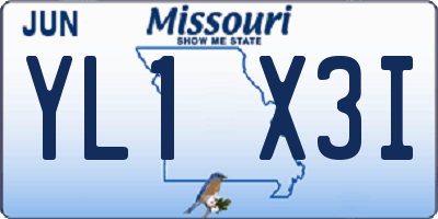 MO license plate YL1X3I