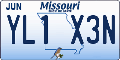MO license plate YL1X3N