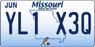 MO license plate YL1X3Q