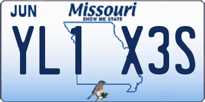 MO license plate YL1X3S