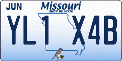 MO license plate YL1X4B