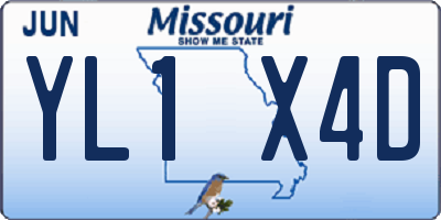 MO license plate YL1X4D