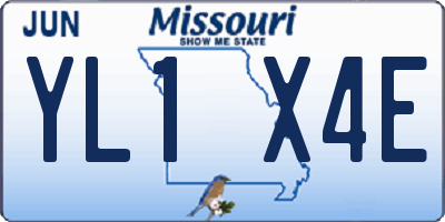 MO license plate YL1X4E