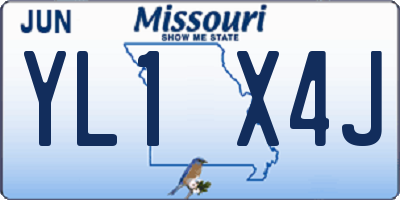 MO license plate YL1X4J